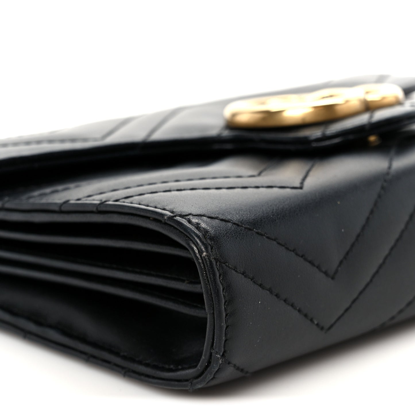 Calfskin Matelasse GG Marmont Chain Wallet Black