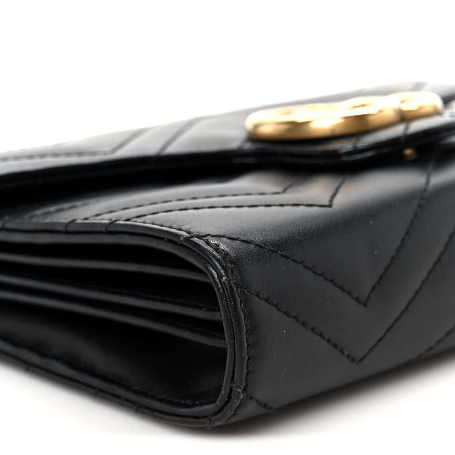 Gucci Calfskin Matelasse GG Marmont Chain Wallet Black 9 of 10