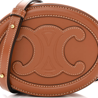 Celine Smooth Calfskin Cuir Small Triomphe Oval Crossbody Purse Tan 7 of 9