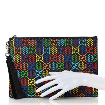 Gucci GG Supreme Monogram Psychedelic Zip Wristlet Pouch Black Multicolor 2 of 8