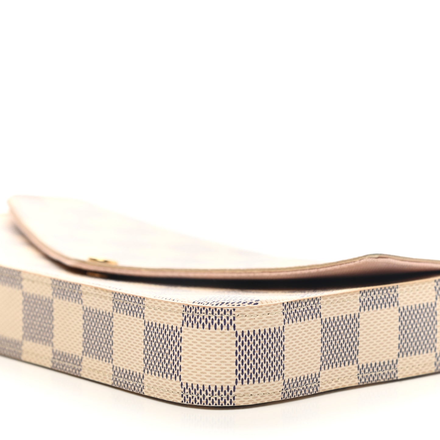 Damier Azur Pochette Felicie Chain Wallet Rose Ballerine