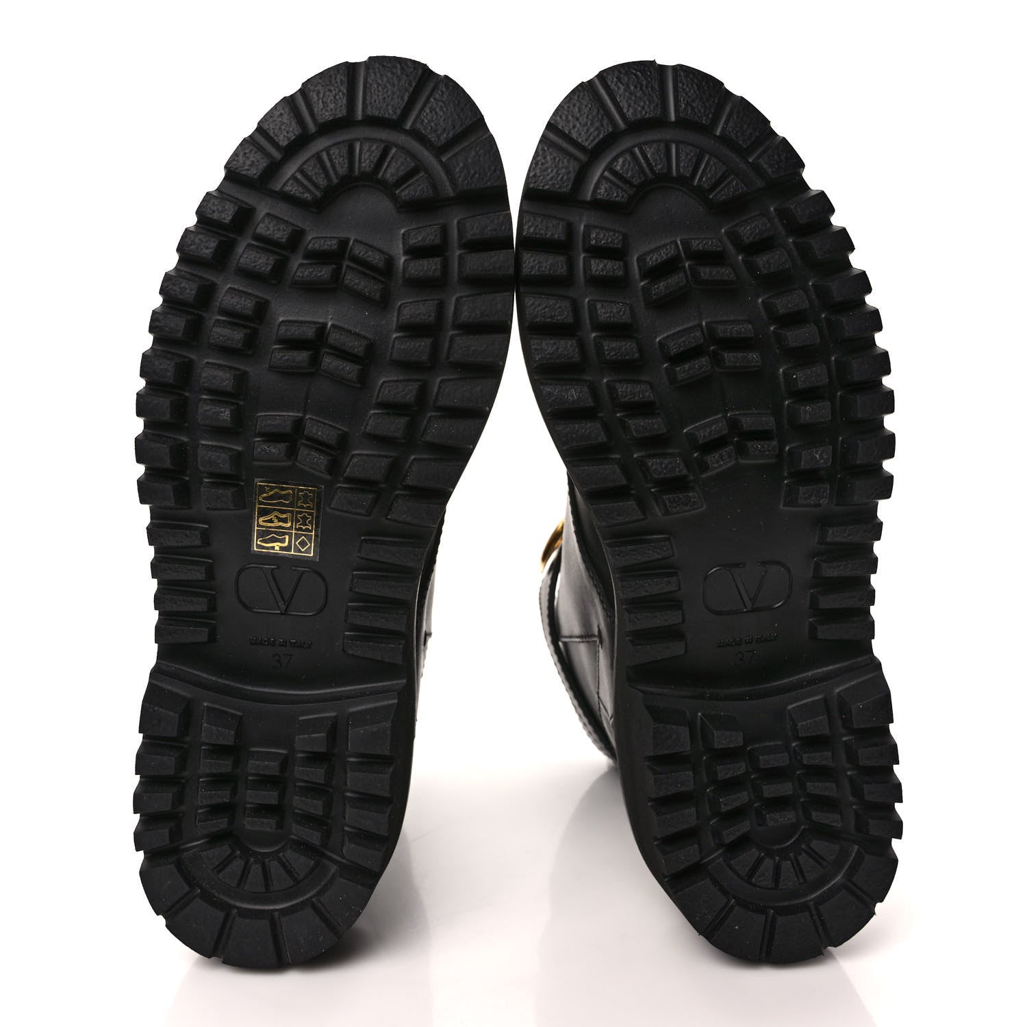 Valentino Garavani Calfskin Womens VLOGO 35mm Combat Boots 37 Black 5 of 9