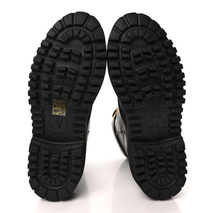 Valentino Garavani Calfskin Womens VLOGO 35mm Combat Boots 37 Black 5 of 9