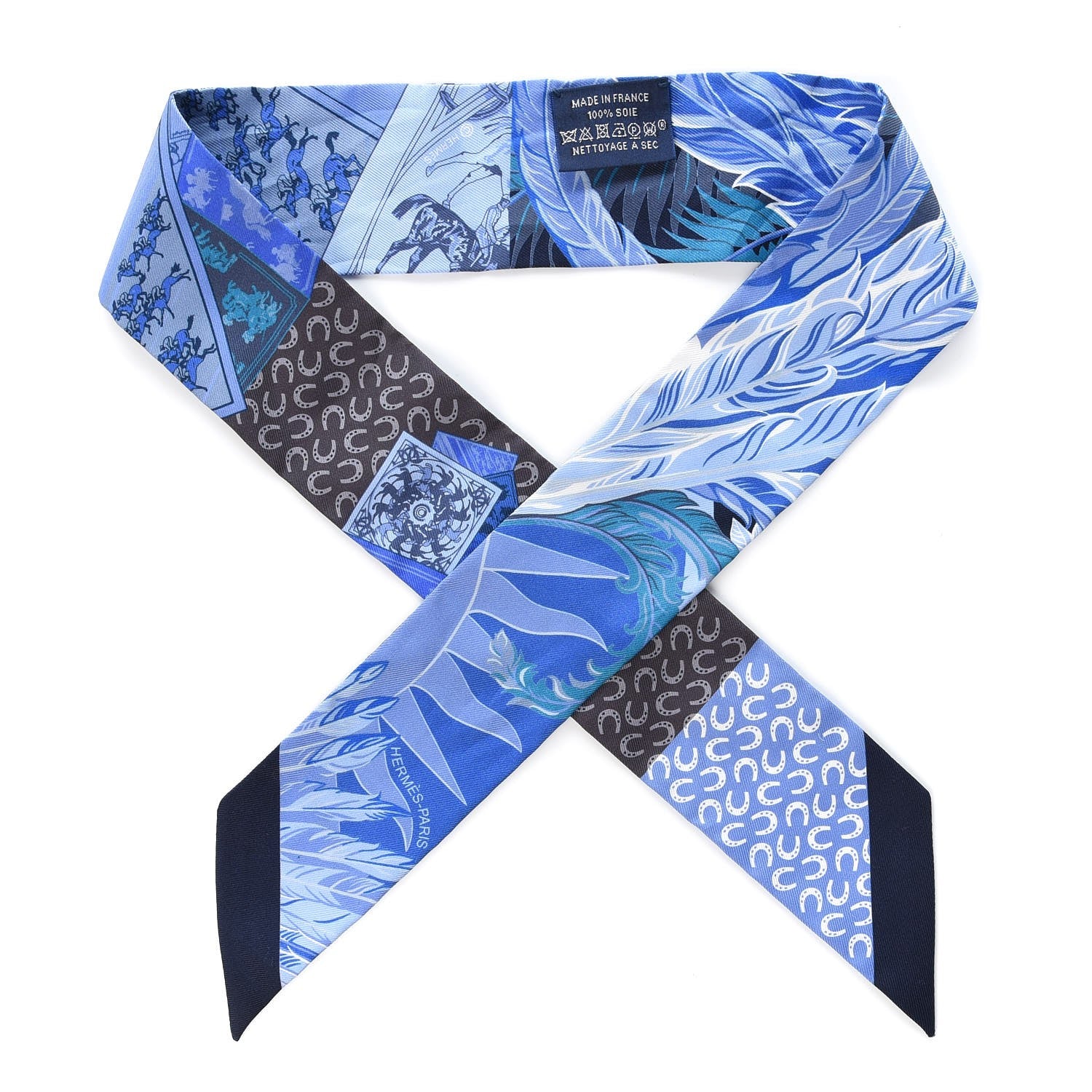 Hermes Silk Cheval Phoenix Twilly Marine Ciel Cobalt 1 of 5