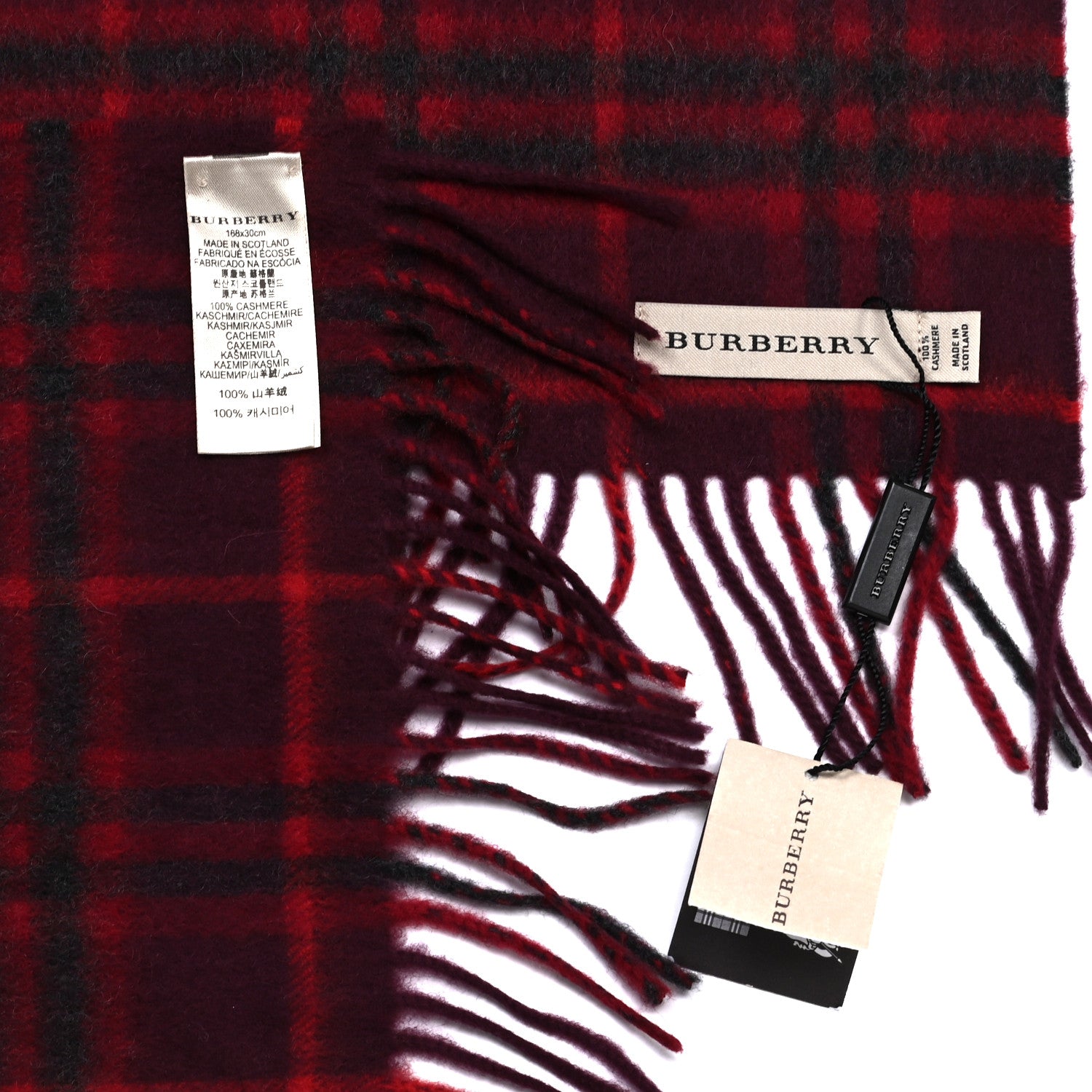 Burberry Cashmere House Icon Check Fringe Scarf Hawthorn Red 7 of 8
