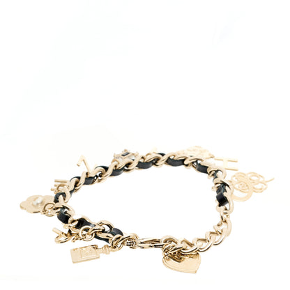 Chanel Lambskin Crystal CC Logo Charming Bracelet  Gold Black 3 of 5
