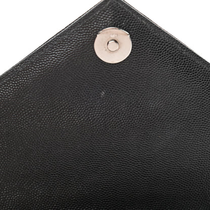 Saint Laurent Grain De Poudre Textured Mixed Matelasse Triquilt Medium Monogram Satchel Black 11 of 12