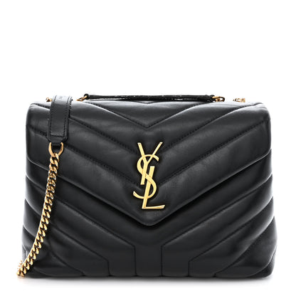 Saint Laurent Calfskin Y Quilted Monogram Small Loulou Chain Satchel Black 1 of 11