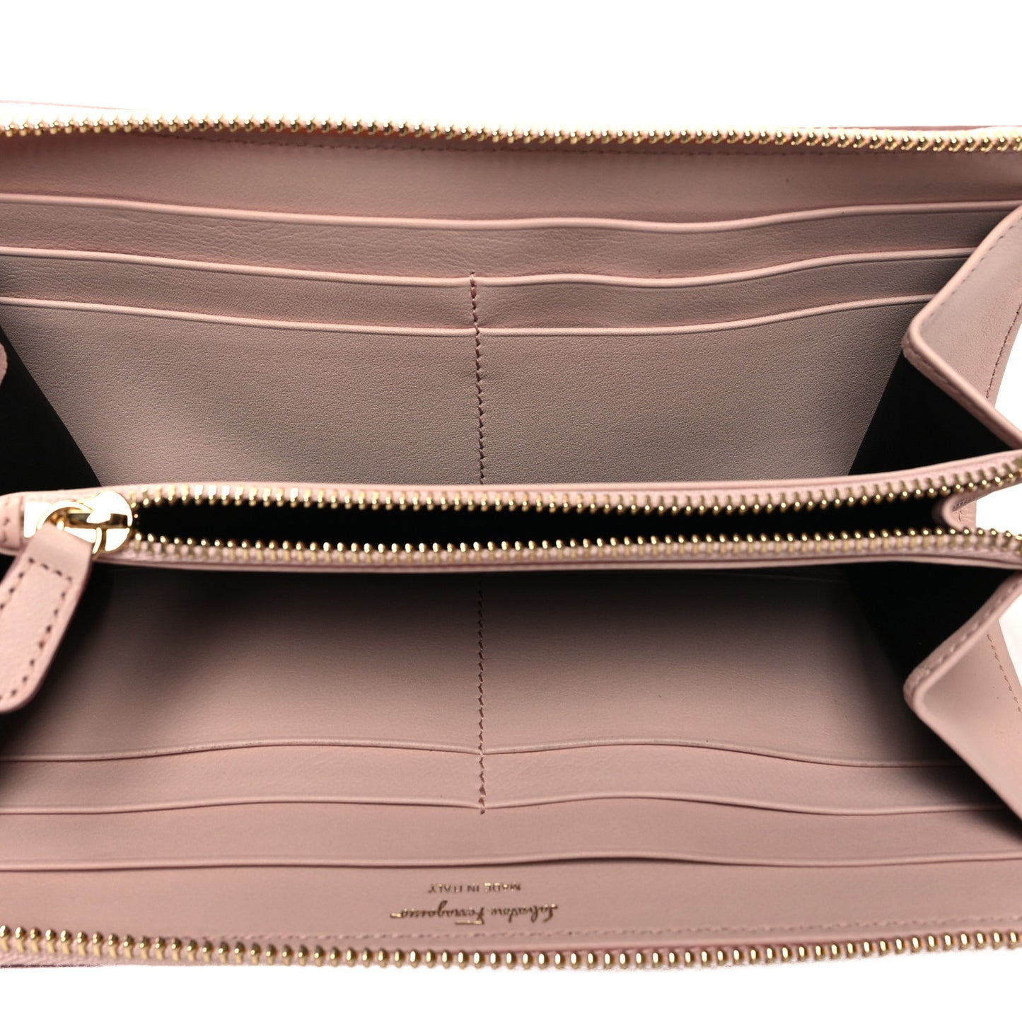 Calfskin Vara Bow Zip Wallet Pink