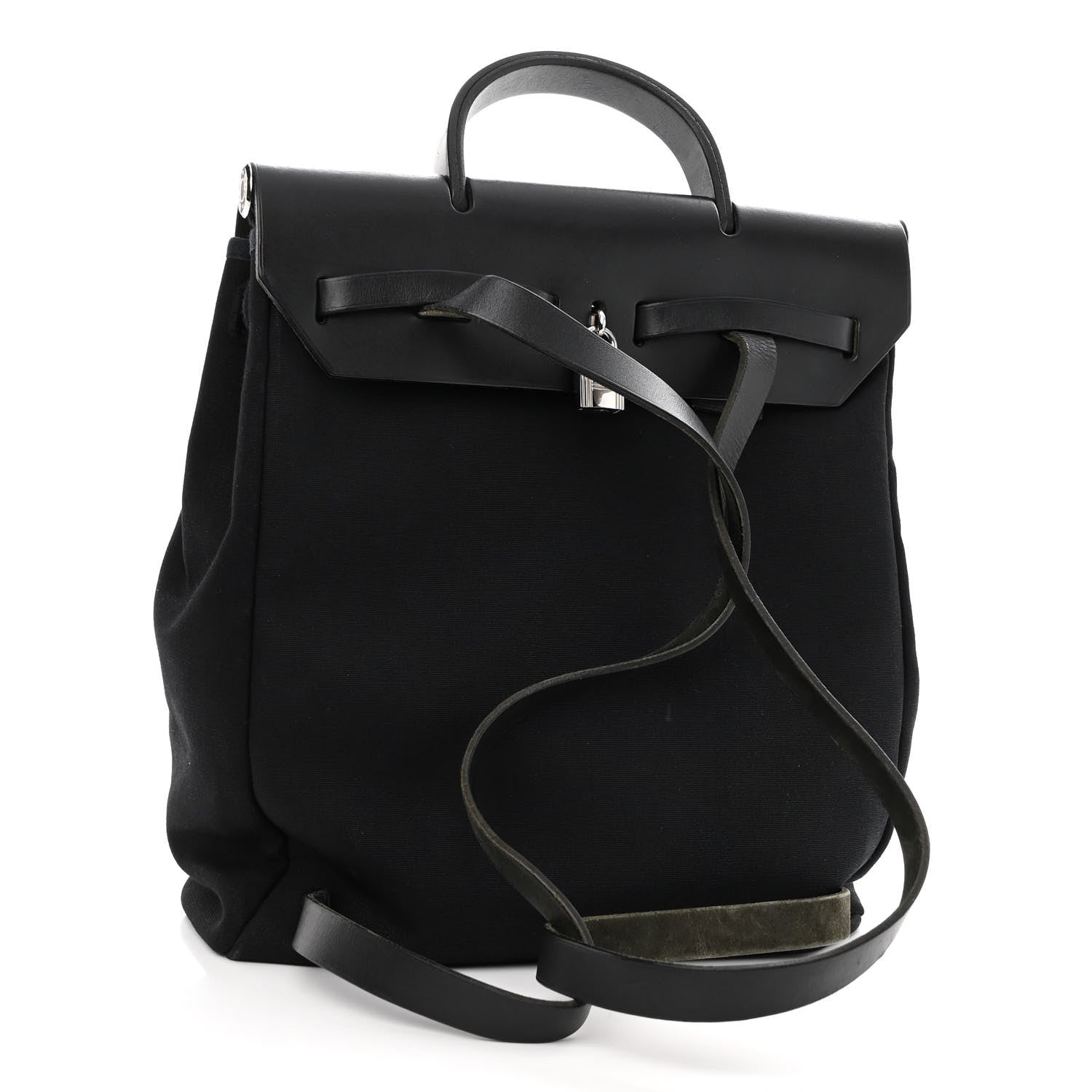 Hermes Toile Vache Calfskin Herbag 30 PM Backpack Black 3 of 11