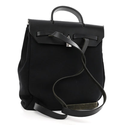 Hermes Toile Vache Calfskin Herbag 30 PM Backpack Black 3 of 11