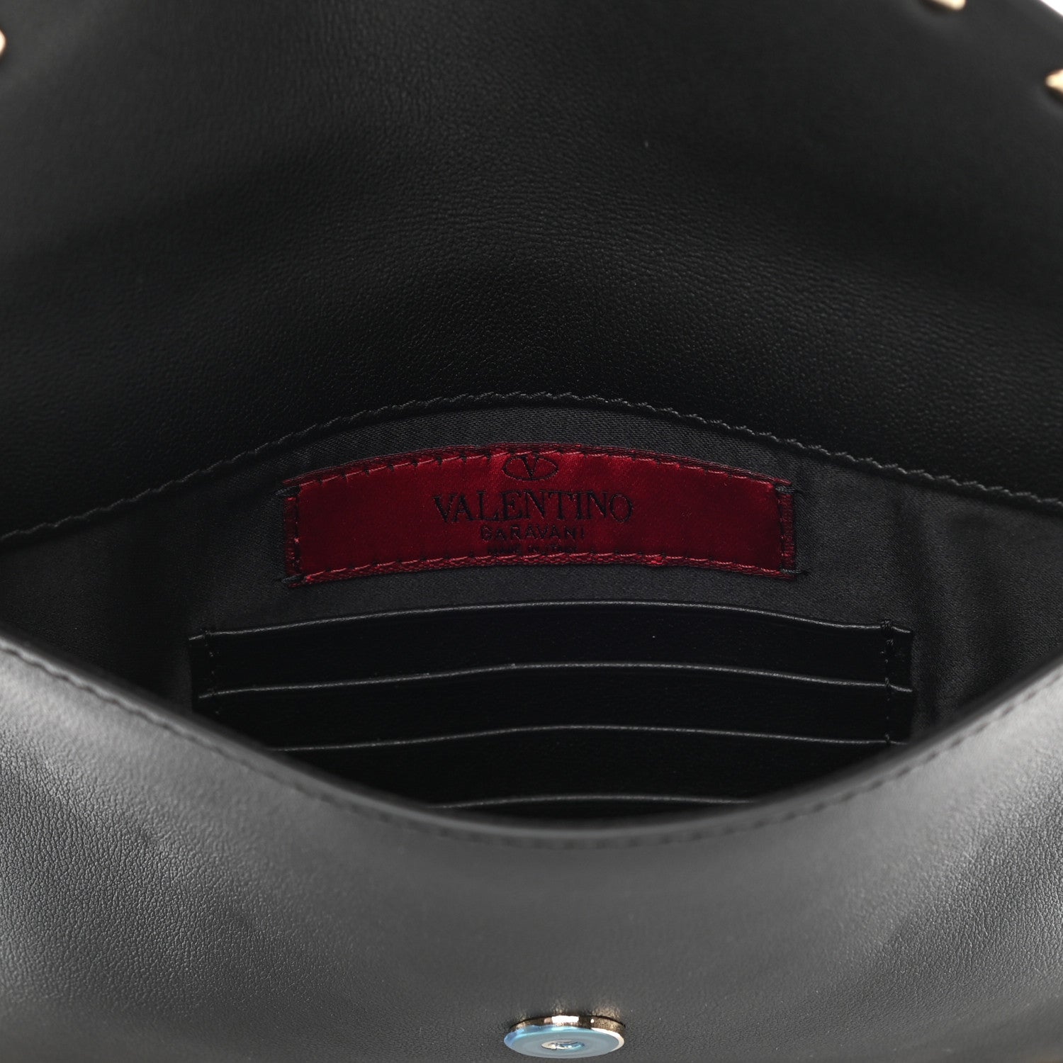 Valentino Garavani Vitello Medium Rockstud Envelope Flat Wristlet Pouch Black 6 of 6