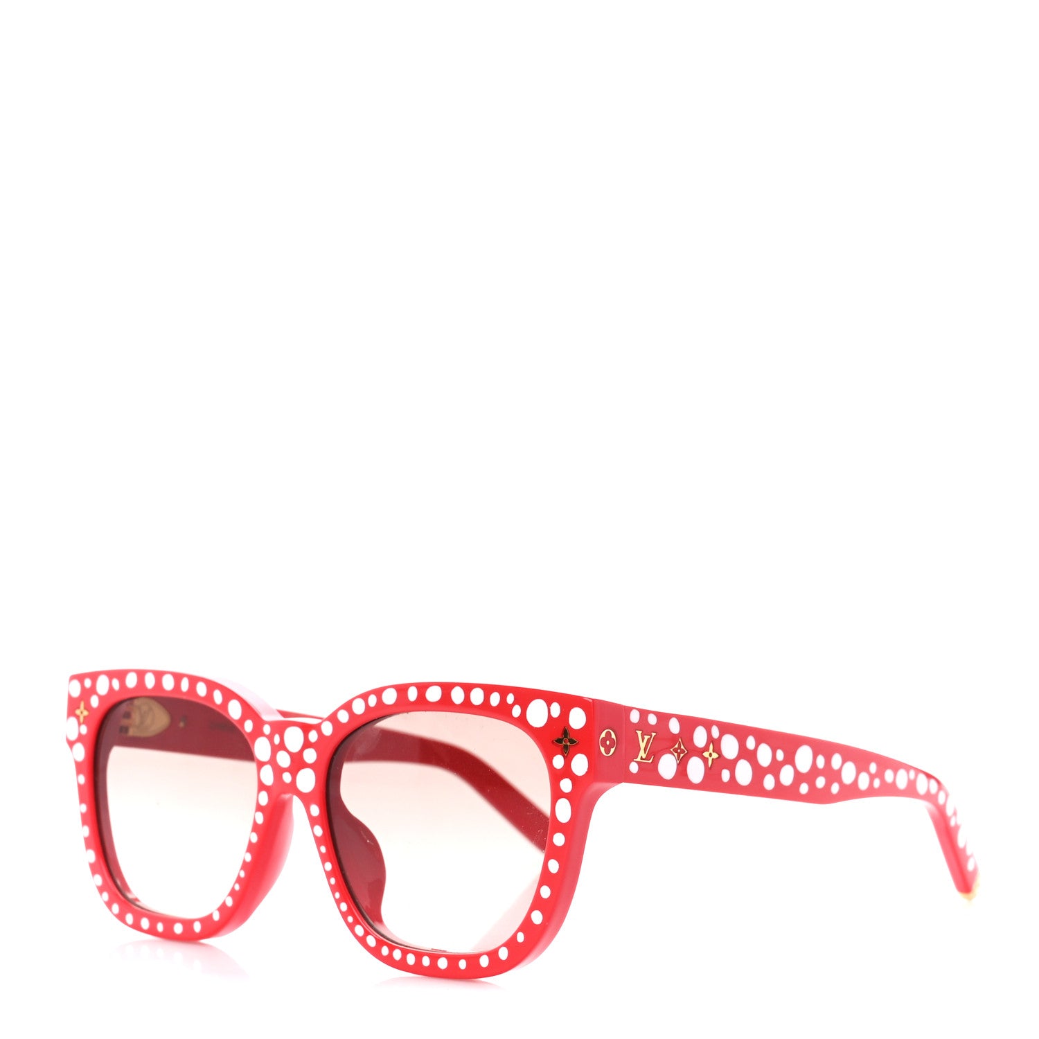 Louis Vuitton LV X YK Painted Dots Square Sunglasses Z1901E Red 1 of 8