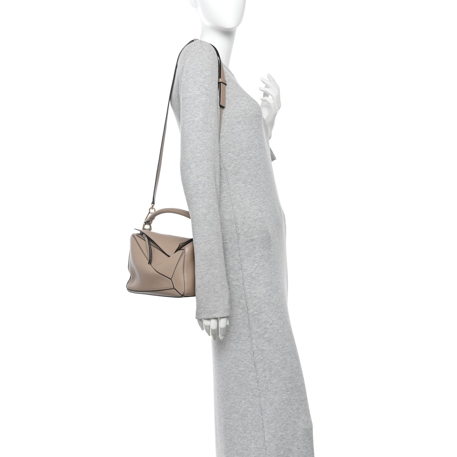 Loewe Grained Calfskin Small Puzzle Bag Sand 2 of 9