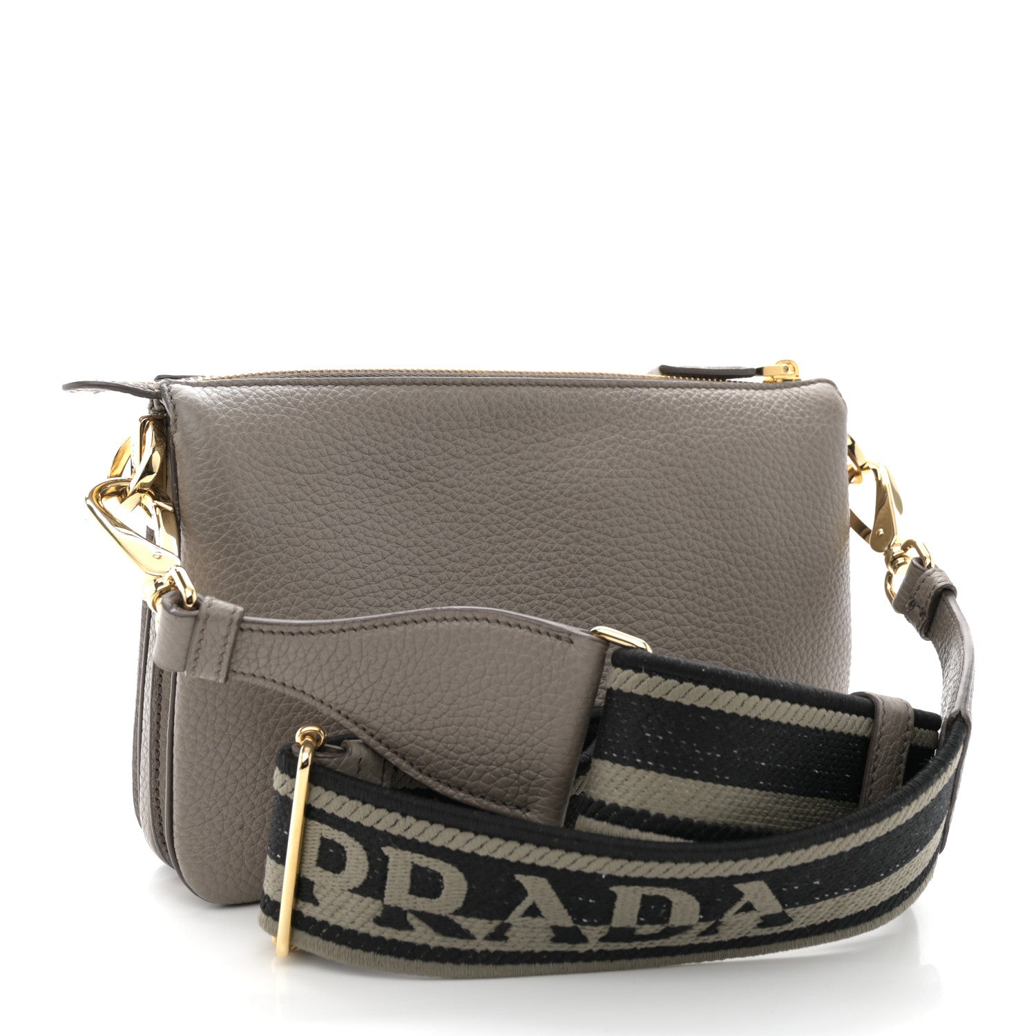 Prada Vitello Daino Soft Mini Zippered Shoulder Bag Argilla 3 of 11