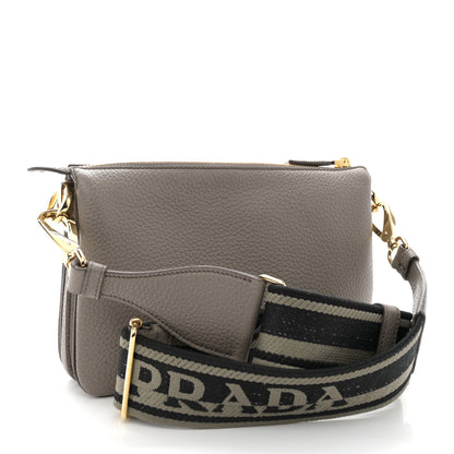 Prada Vitello Daino Soft Mini Zippered Shoulder Bag Argilla 3 of 11