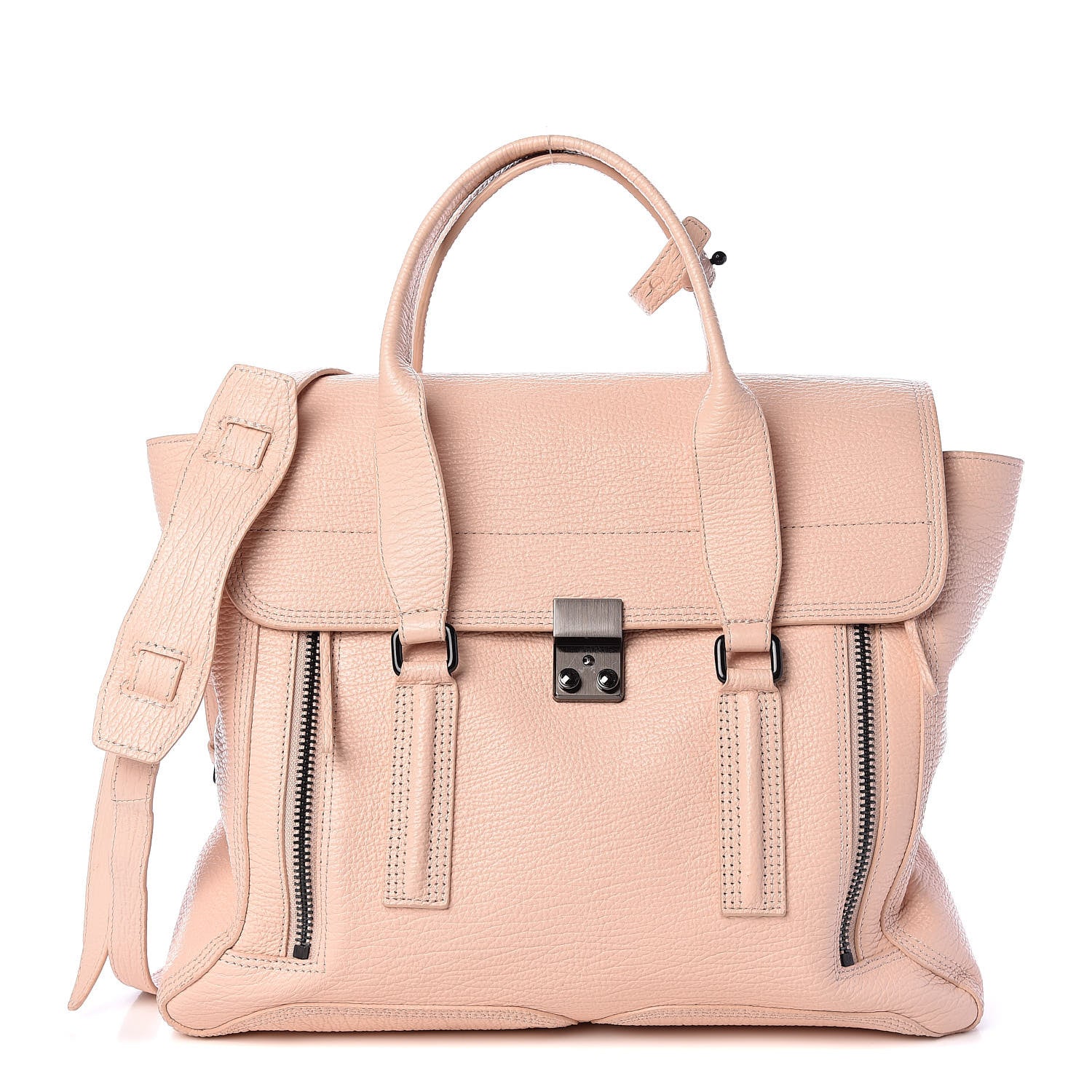 3.1 Phillip Lim 3.1 Textured Calfskin Large Pashli Satchel Blush 1 of 8