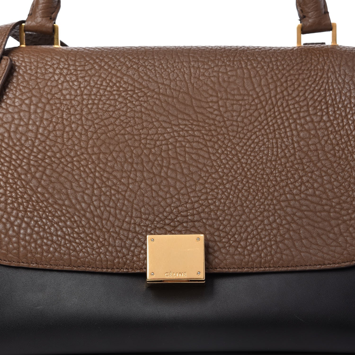 Celine Bullhide Calfskin Nubuck Small Tri-Color Trapeze Coffee 9 of 9