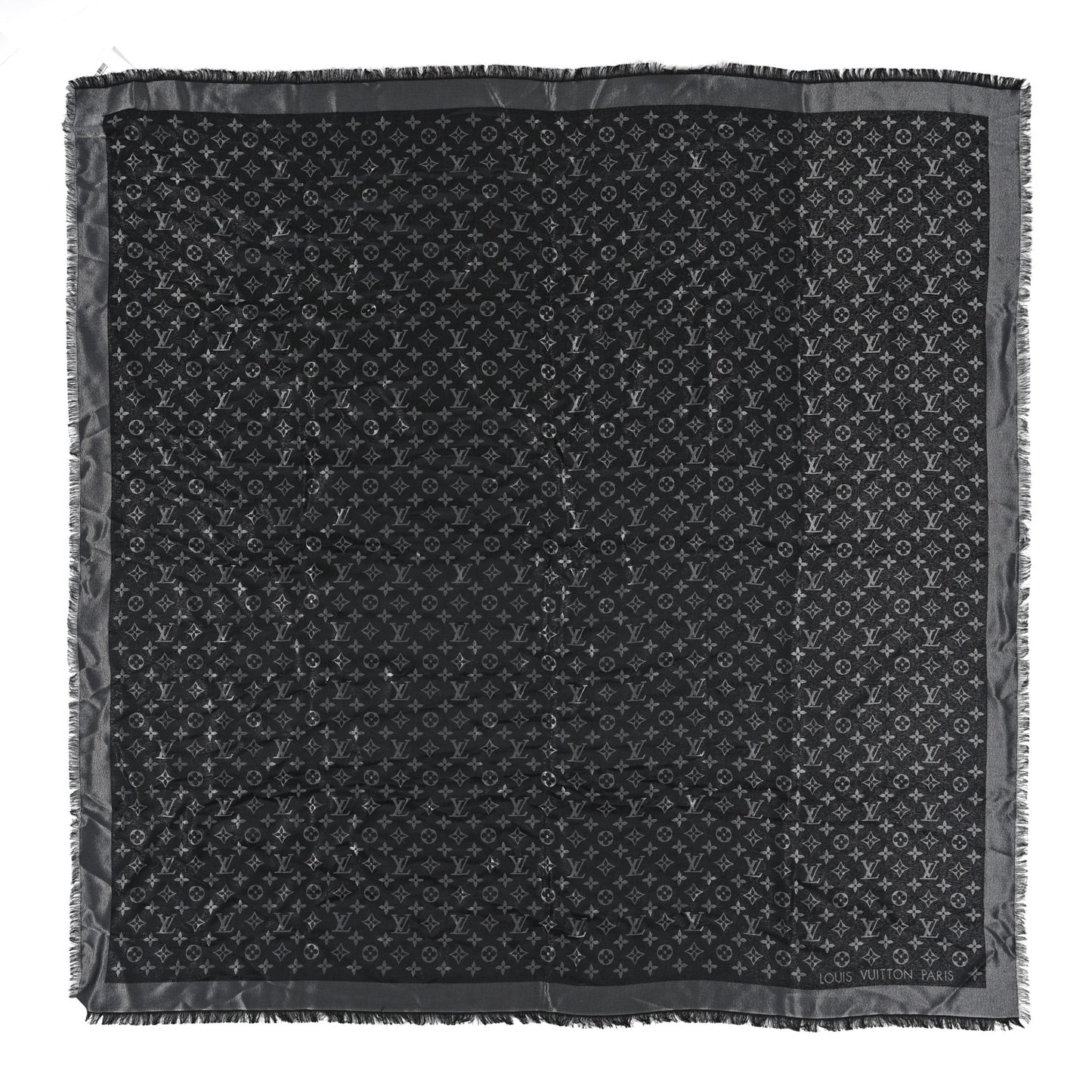 Silk Lurex Wool Monogram Shine Shawl Black