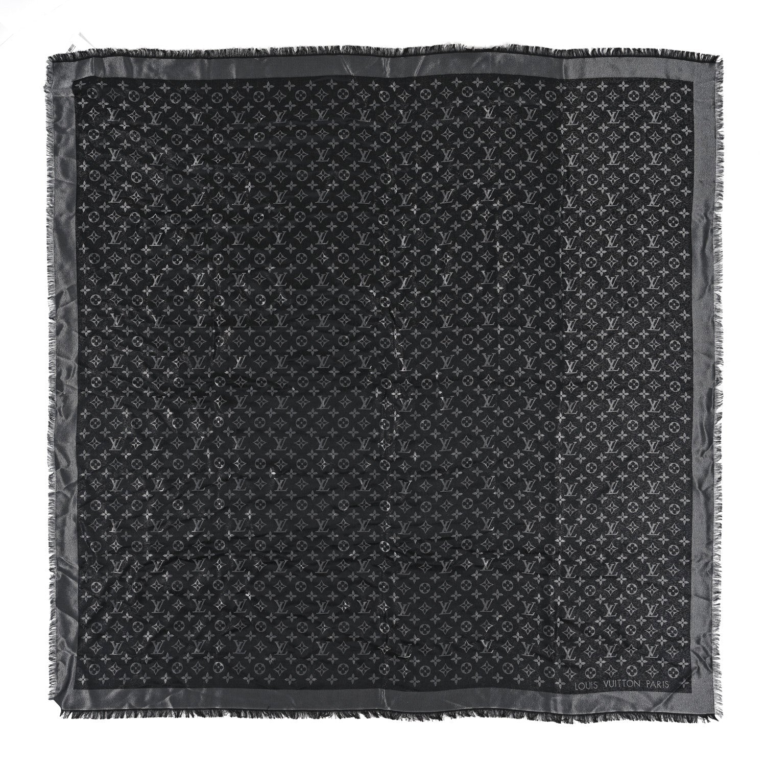 Louis Vuitton Silk Lurex Wool Monogram Shine Shawl Black 1 of 5