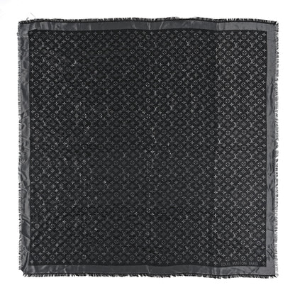 Louis Vuitton Silk Lurex Wool Monogram Shine Shawl Black 1 of 5