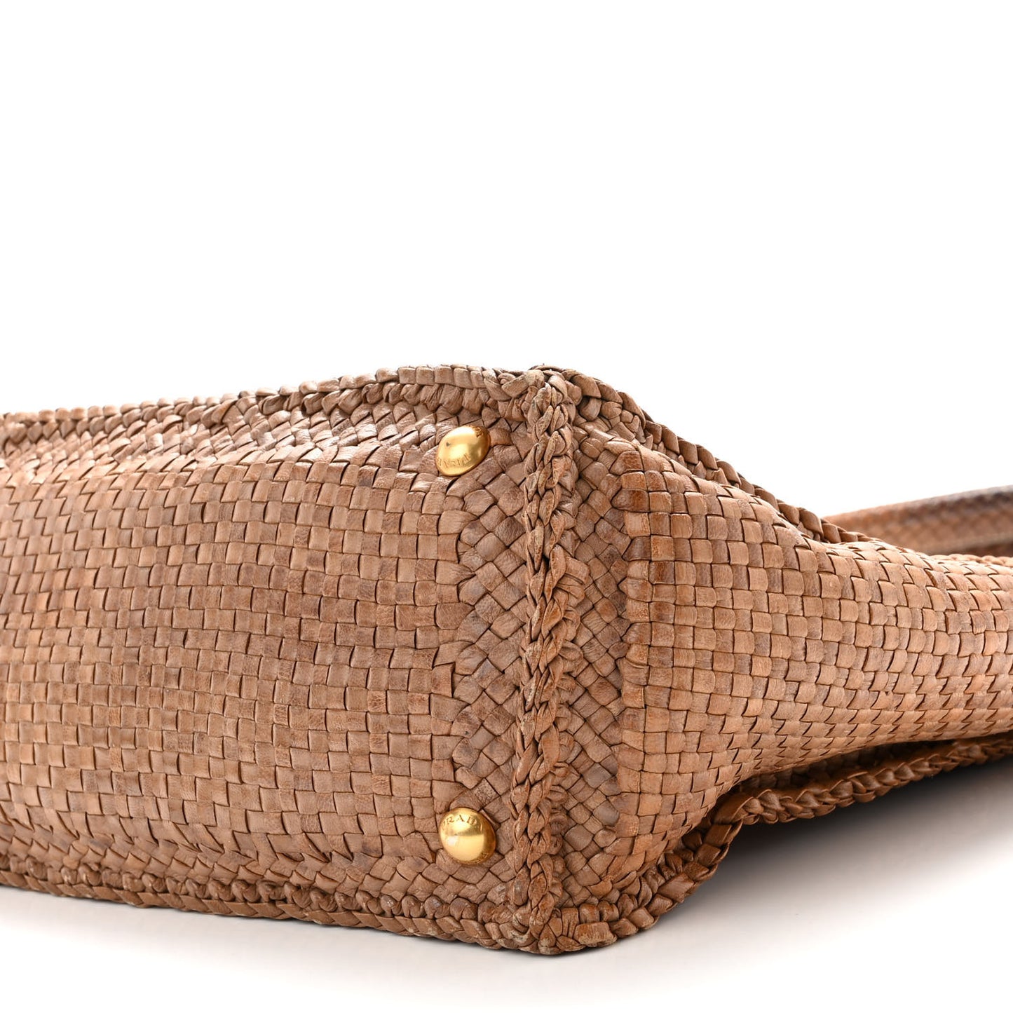 Goatskin Woven Shopping Tote Cacao