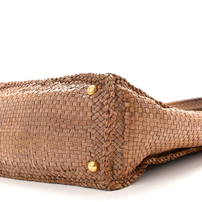 Prada Goatskin Woven Shopping Tote Cacao 9 of 16