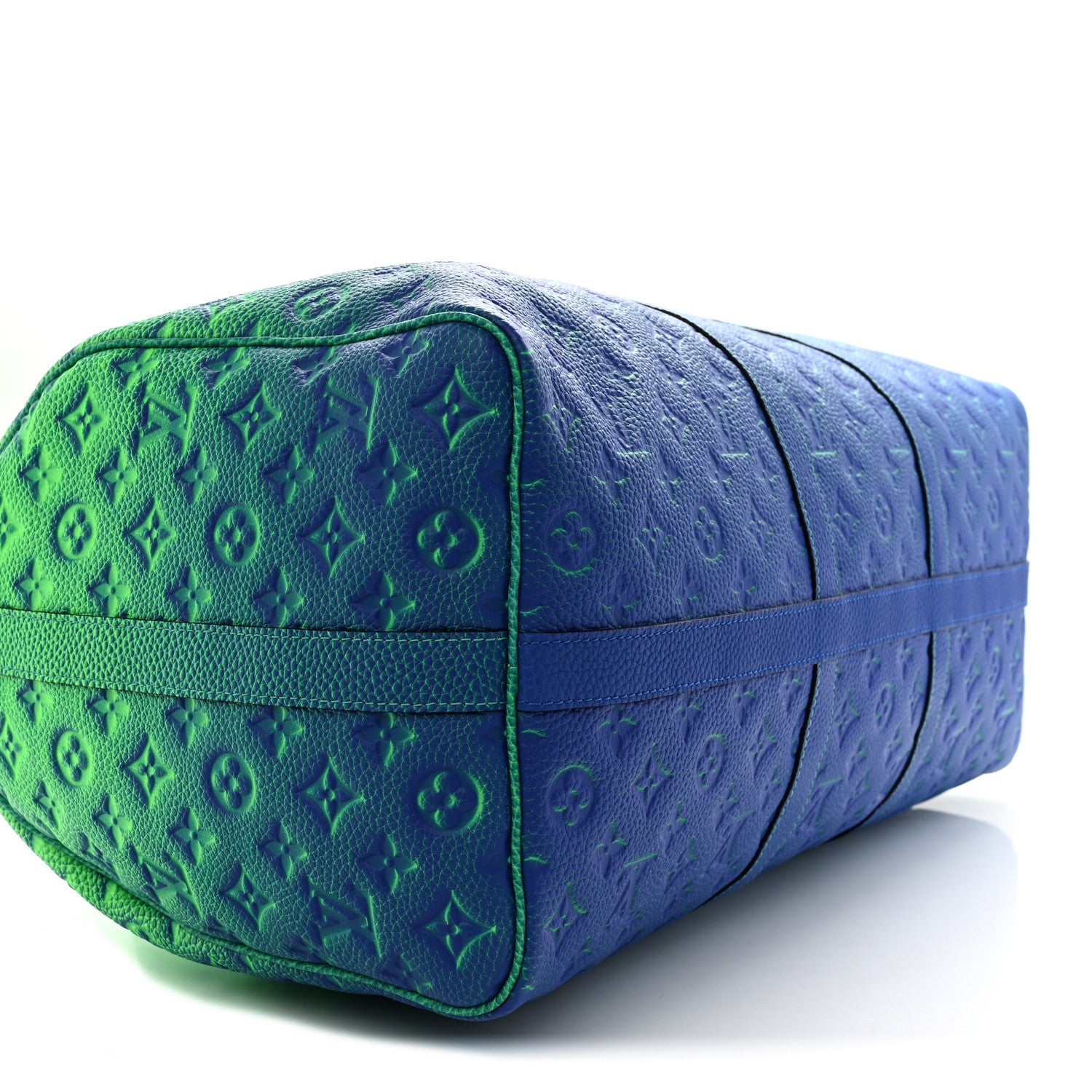 Louis Vuitton Taurillon Illusion Keepall Bandouliere 50 Bleu Vert 7 of 10