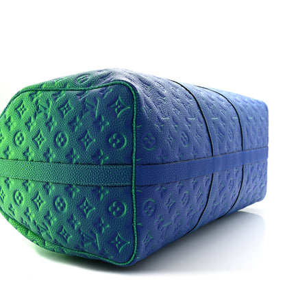Louis Vuitton Taurillon Illusion Keepall Bandouliere 50 Bleu Vert 7 of 10