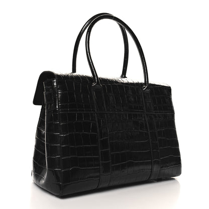 Mulberry Shiny Calfskin Crocodile Print Small Bayswater Satchel Black 3 of 9