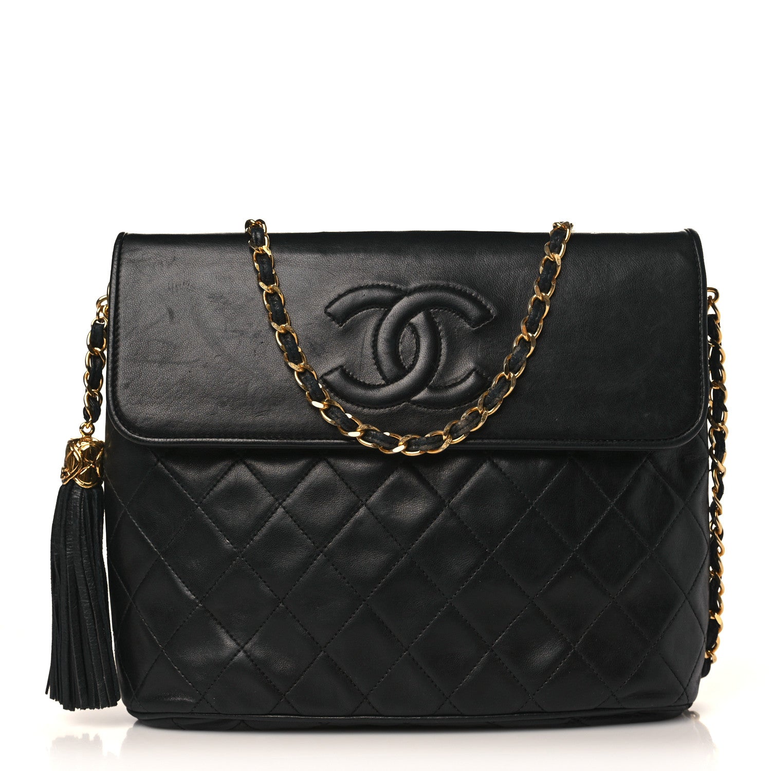 Chanel Lambskin Quilted CC Tassel Flap Black 1 of 10