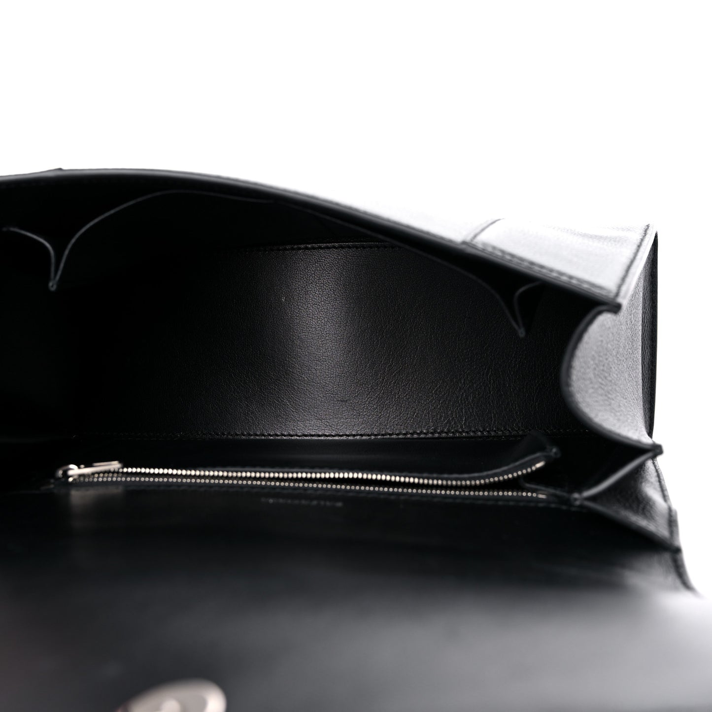 Grained Calfskin Medium Hourglass Top Handle Bag Black