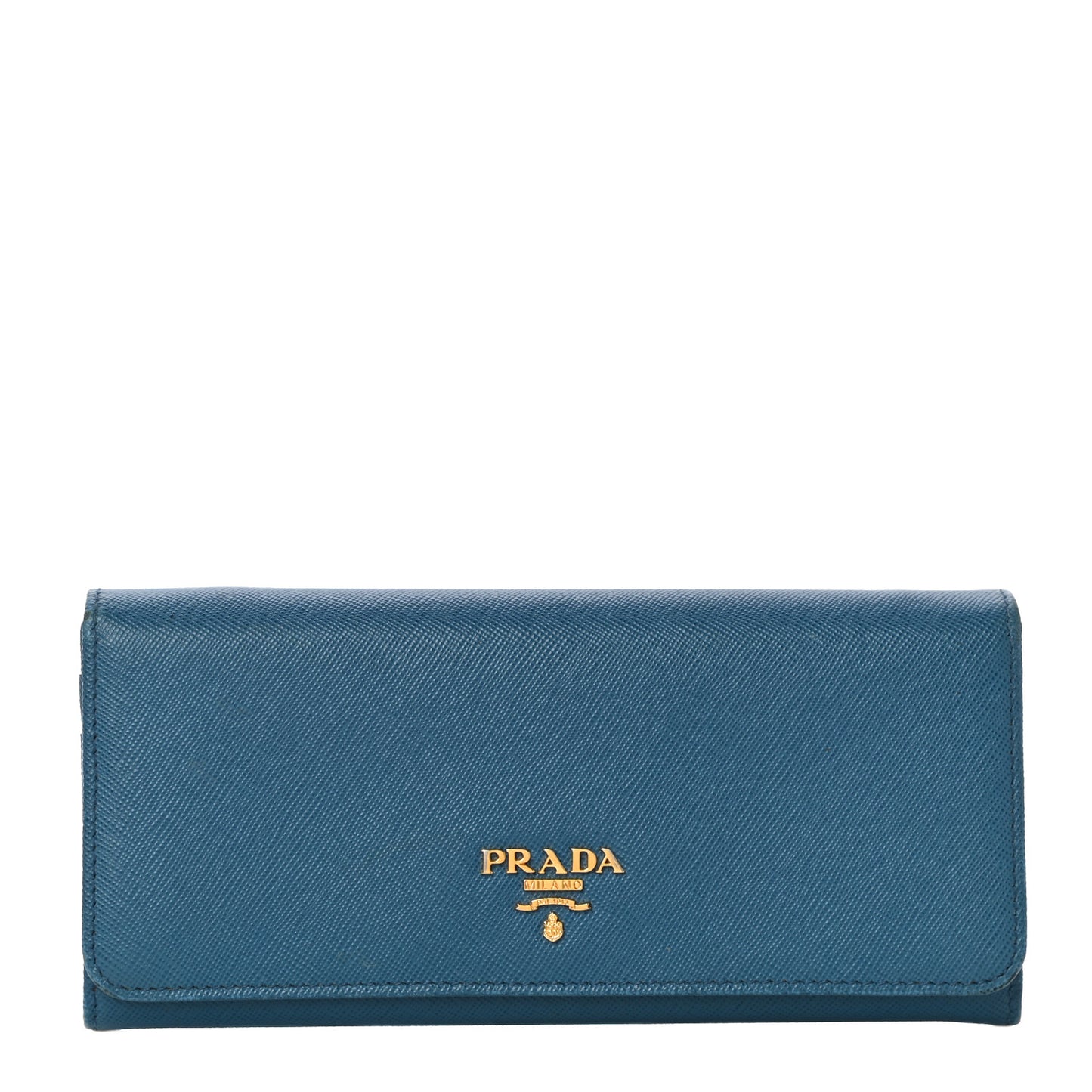 Saffiano Metal Continental Flap Wallet Blue