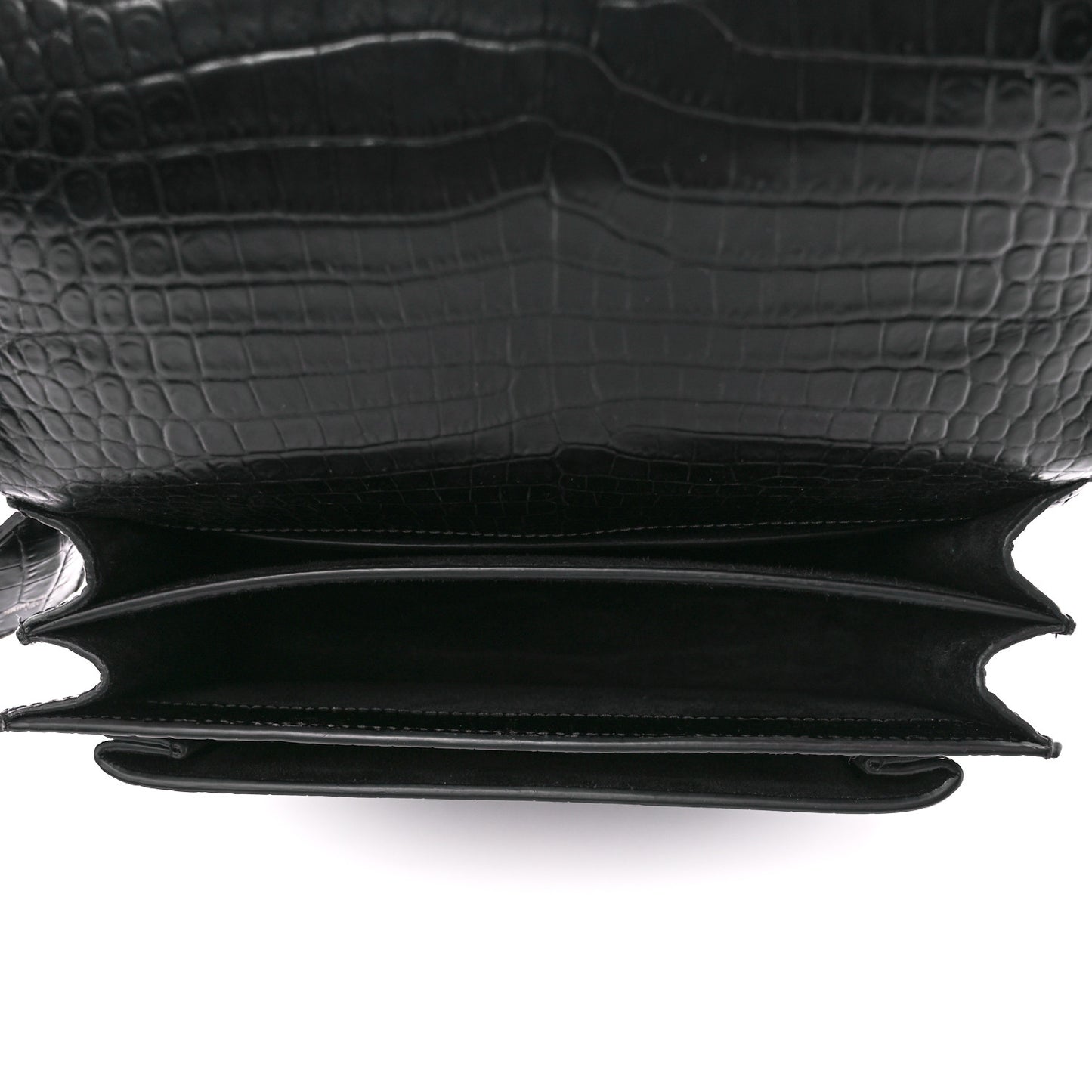 Calfskin Crocodile Embossed Medium Monochrome Monogram Sunset Black