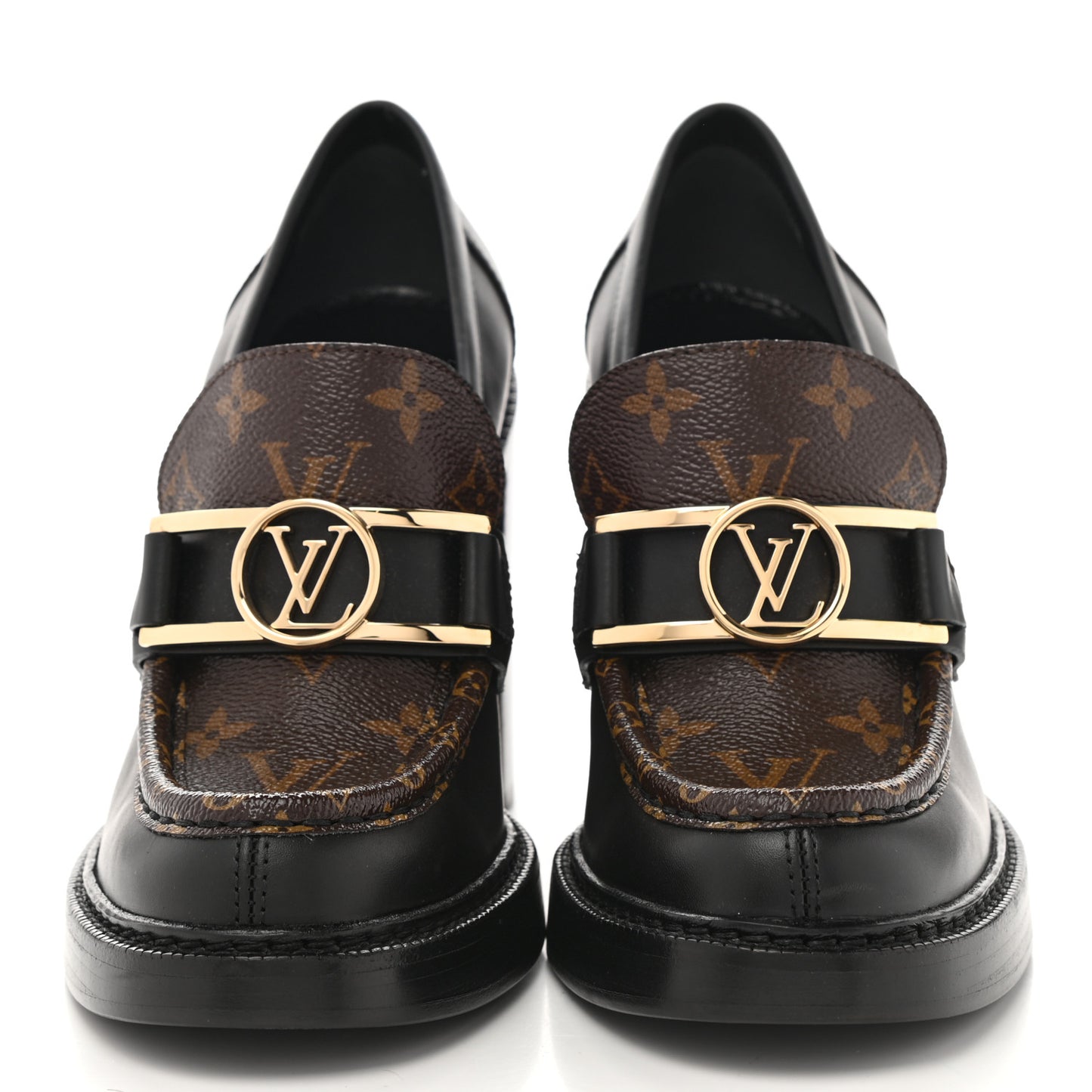Monogram Calfskin Academy Loafers Pumps 40 Black