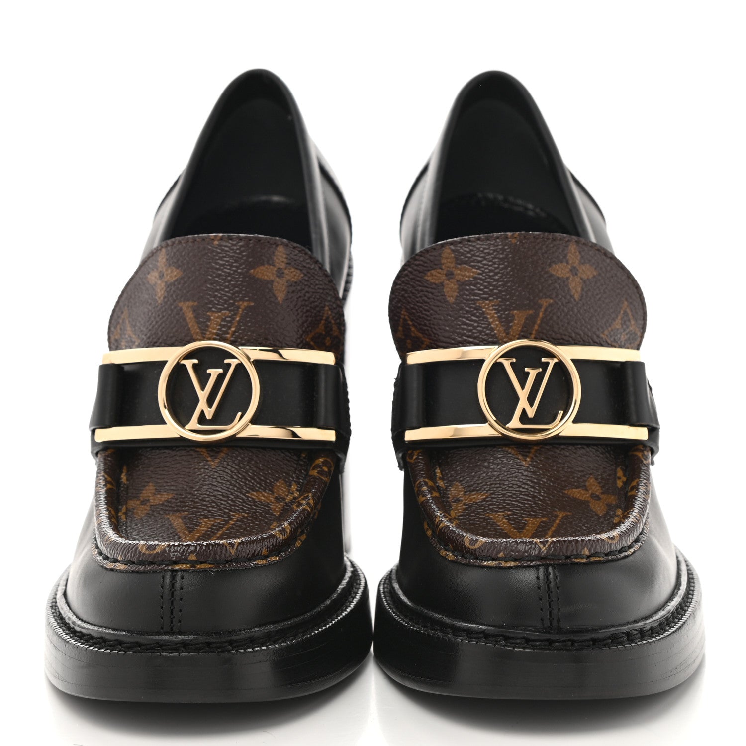 Louis Vuitton Monogram Calfskin Academy Loafers Pumps 40 Black 4 of 9