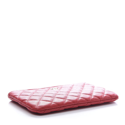 Chanel Shiny Caviar Quilted Cosmetic Case Red 4 of 10