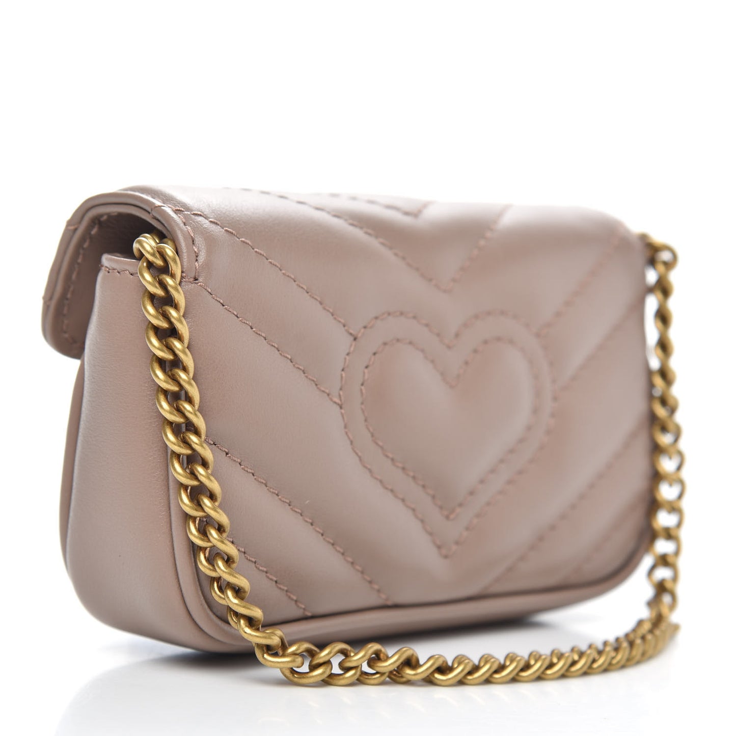Calfskin Matelasse Heart GG Marmont 2.0 Coin Purse On A Chain Porcelain Rose