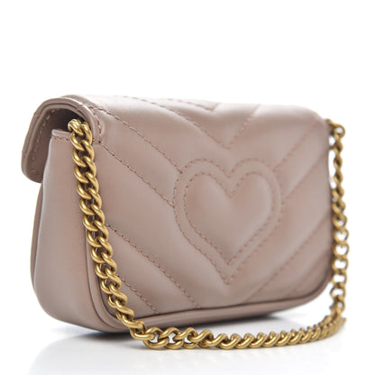 Gucci Calfskin Matelasse Heart GG Marmont 2.0 Coin Purse On A Chain Porcelain Rose 3 of 9