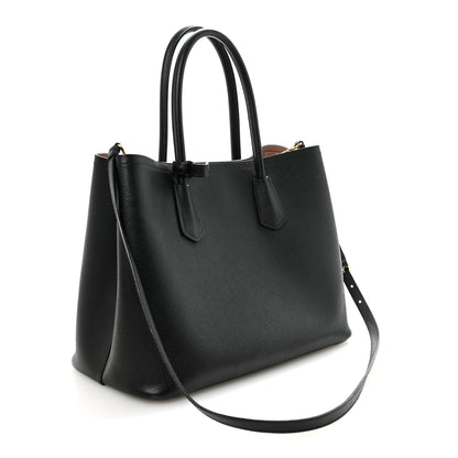 Prada Saffiano Cuir Large Double Bag Black Mughetto 3 of 9