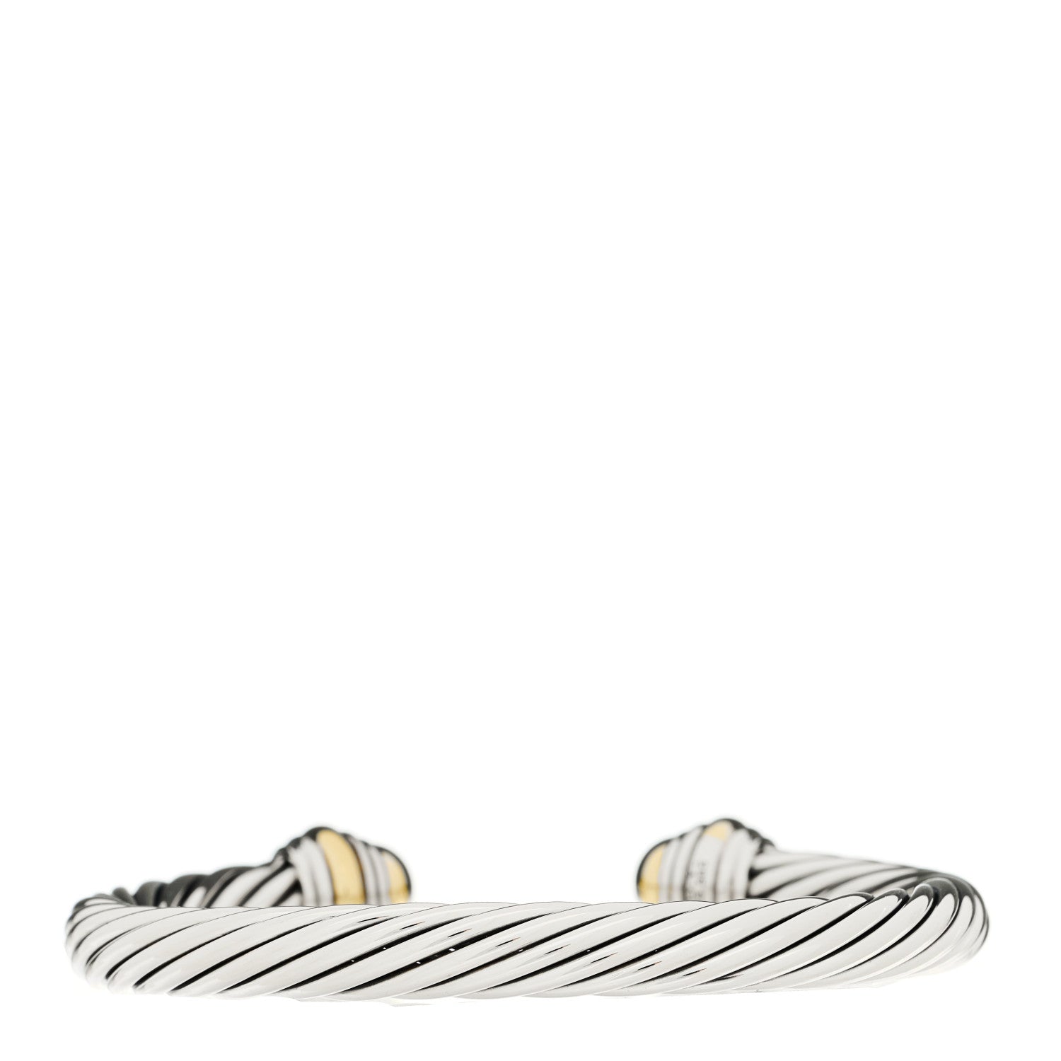 David Yurman Sterling Silver 14K Yellow Gold 7mm Cable Classics Dome Bracelet 2 of 3