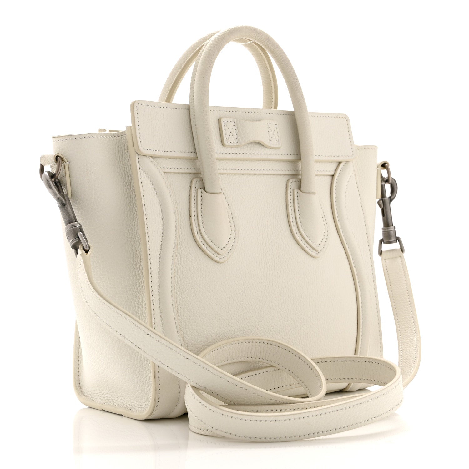 Celine Drummed Calfskin Nano Luggage White 3 of 11