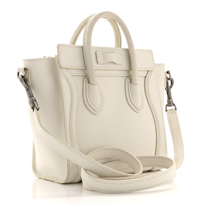 Celine Drummed Calfskin Nano Luggage White 3 of 11