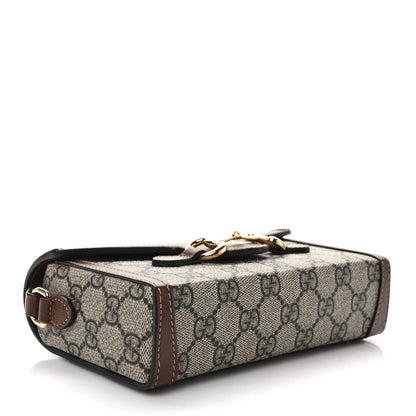 Gucci GG Supreme Monogram Mini Horsebit 1955 Shoulder Bag Beige Brown Sugar 4 of 10