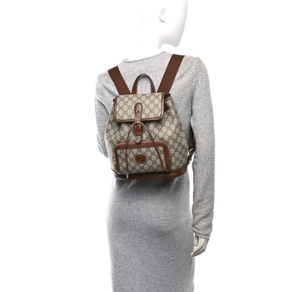 Gucci GG Supreme Monogram Azalea Calfskin Retro Interlocking G Buckle Backpack Beige Ebony Brown Sugar 2 of 13