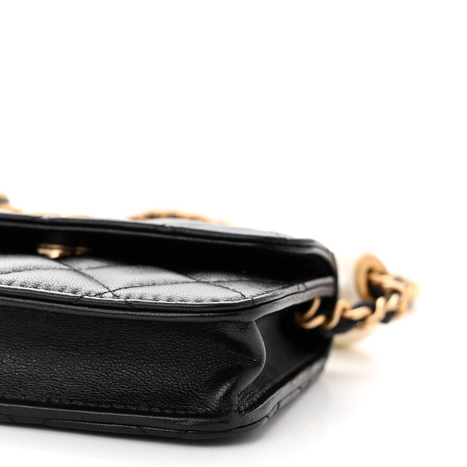 Chanel Lambskin Quilted Maxi Pearl Clutch With Chain Black 11 of 12