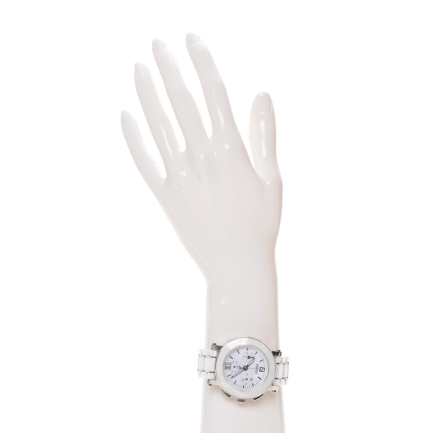 Stainless Steel Ceramic 38mm Chronograph Quartz Watch White