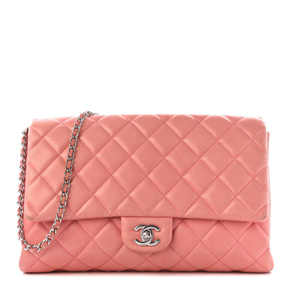 Chanel Lambskin Quilted Clutch With Chain Flap Pink 1 of 13