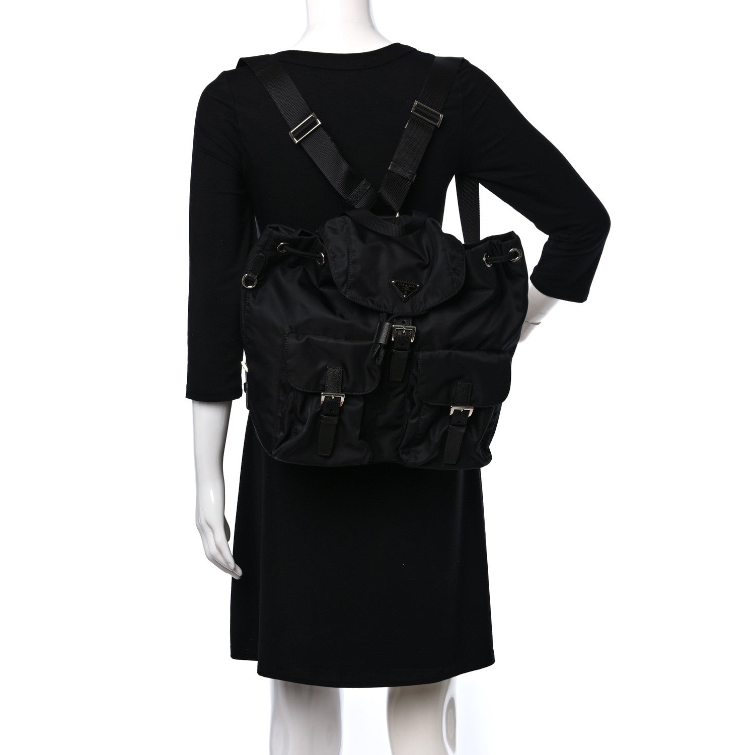 Prada Re-Nylon Saffiano Medium Backpack Black 2 of 9