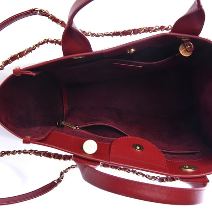 Chanel Caviar Small Studded Deauville Tote Red 5 of 10